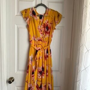 Kate and Lily Size 6 Floral Yellow Maxi Sheer Top Bottom Lined Dress